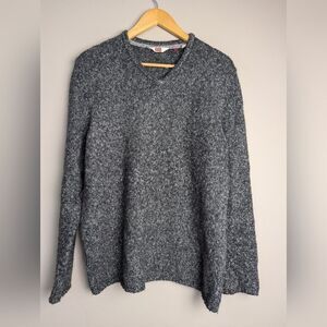 Hudson North Chunky knit v neck sweater grey size large